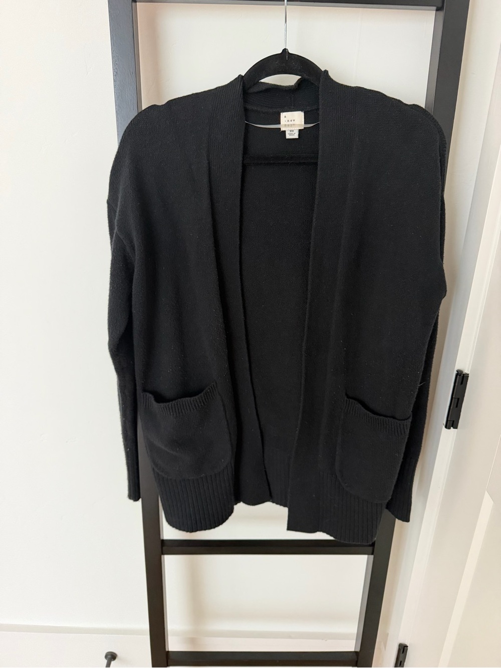 a new day Black Open-Front Pocket Cardigan